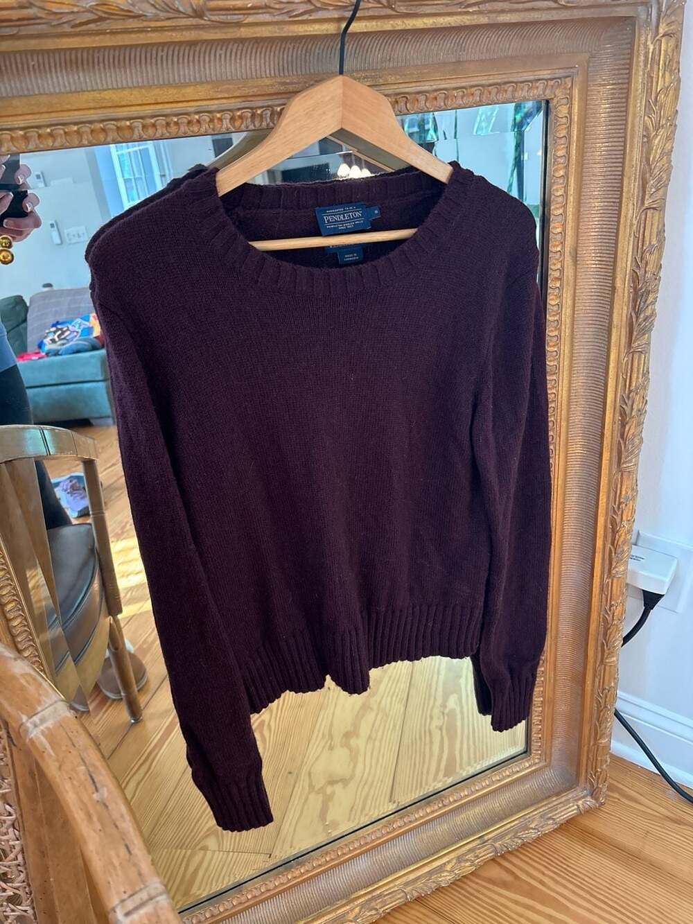 Pendleton Washable Wool Crewneck Sweater Burgundy Size S